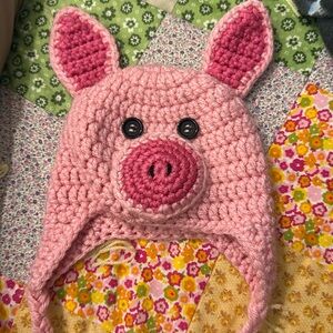 Handmade newborn-3 mo. piglet hat